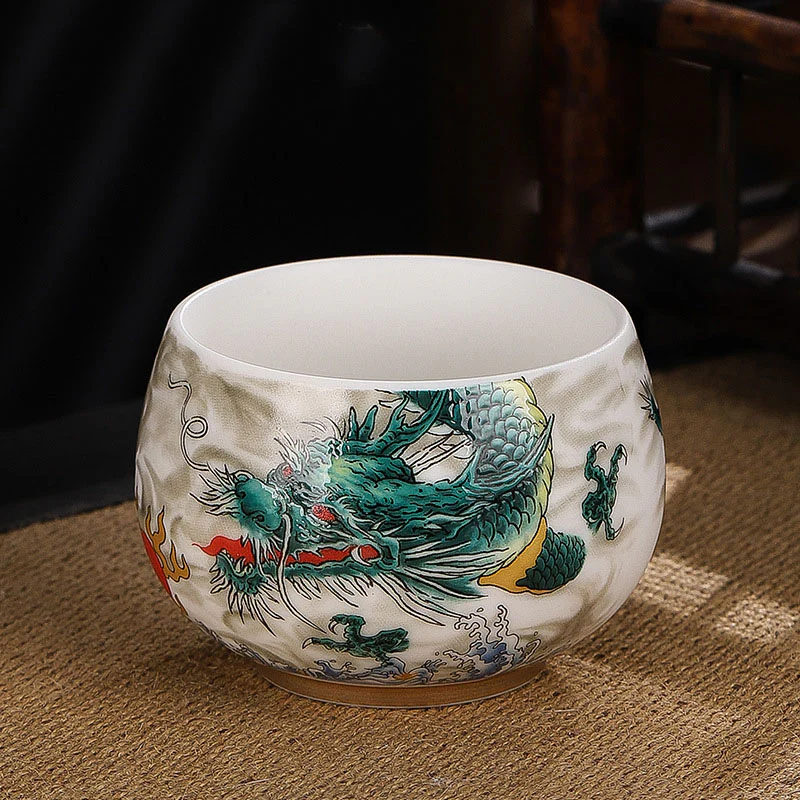 Buddha Stones Drago Cicala Bambù Cervo Gru Loto Prugna Fiore Tazza da tè in ceramica Kung Fu Tazza da tè Ciotola 185ml - Image 3