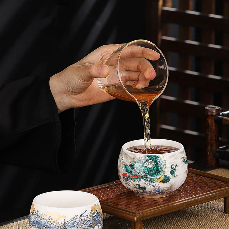 Buddha Stones Drago Cicala Bambù Cervo Gru Loto Prugna Fiore Tazza da tè in ceramica Kung Fu Tazza da tè Ciotola 185ml - Image 5
