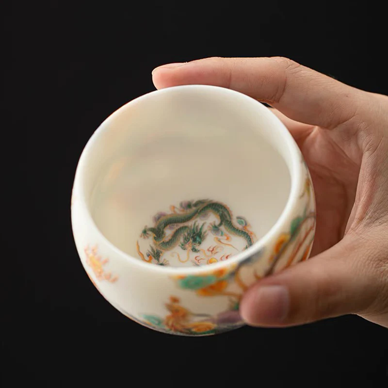 Buddha Stones Drago Fenice Nuvole di buon auspicio Tazza da tè in ceramica Tazza da tè Kung Fu - Image 4