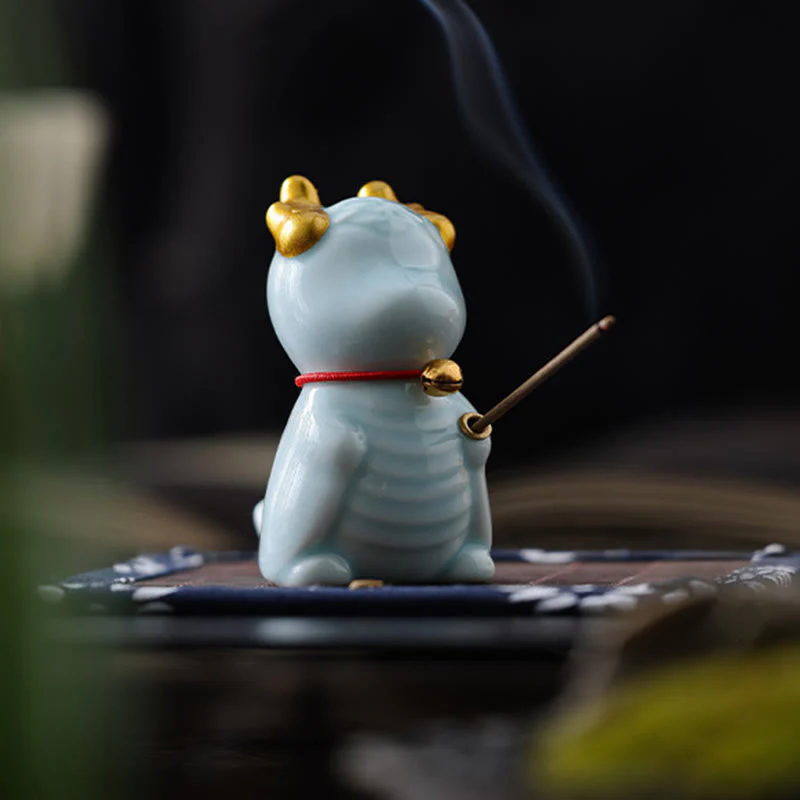 Buddha Stones Dragon Bell Guarigione Bruciatore di incenso in ceramica Decorazione da scrivania
