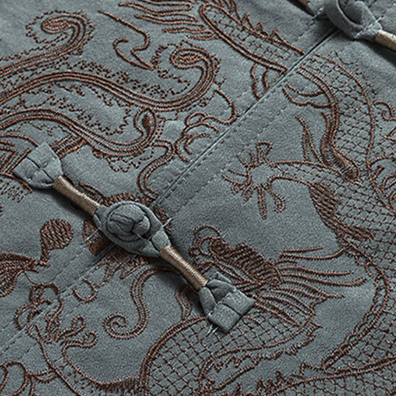 Buddha Stones Dragon Fu Character Tang Suit Camicia a maniche corte tradizionale Pantaloni a gamba larga Abbigliamento da uomo Set - Image 8