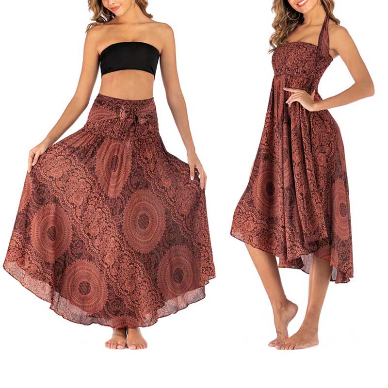 Buddha Stones Due stili indossano Boho Compass Rose Flower Skirt Dress - Image 33