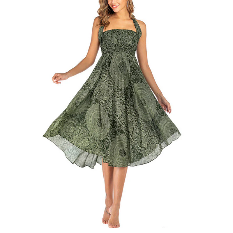 Buddha Stones Due stili indossano Boho Compass Rose Flower Skirt Dress - Image 8
