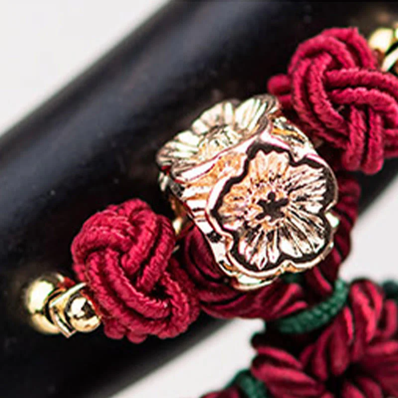 Buddha Stones Ebano Rosso String Nodo Cinese Nappa Protezione Forcina - Image 15