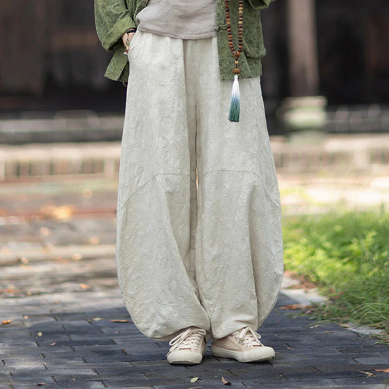 Buddha Stones Fall Jacquard Camicia a maniche lunghe con bottoni a rana da donna, pantaloni, abbigliamento in cotone e lino - Image 35