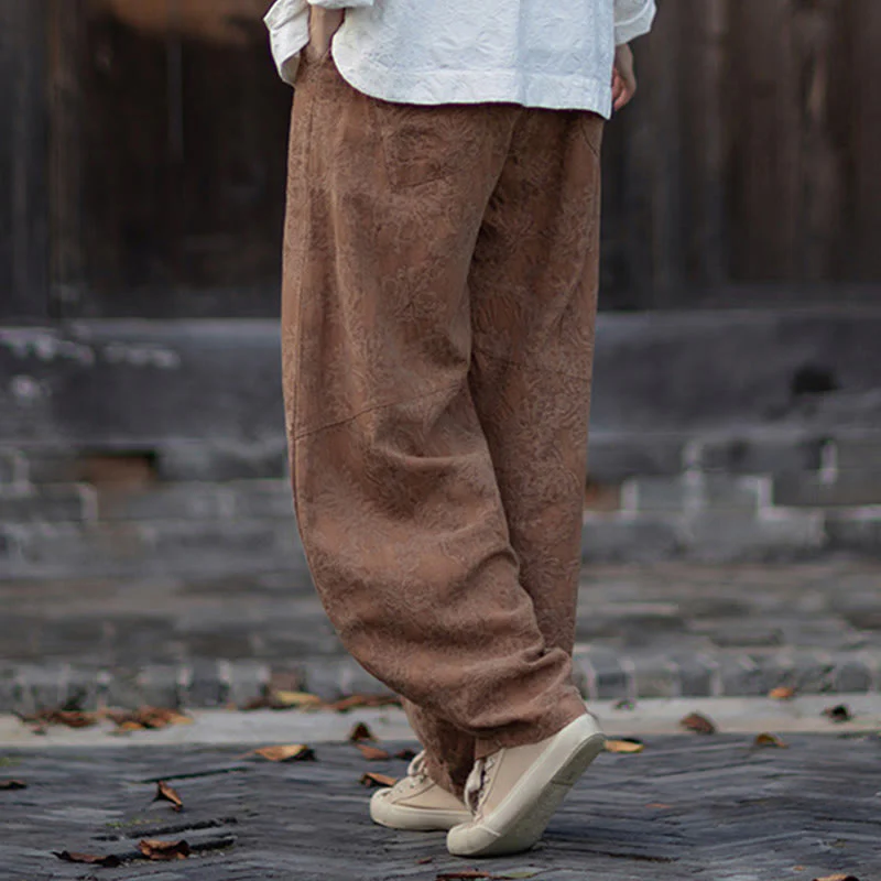 Buddha Stones Fall Jacquard Camicia a maniche lunghe con bottoni a rana da donna, pantaloni, abbigliamento in cotone e lino - Image 39