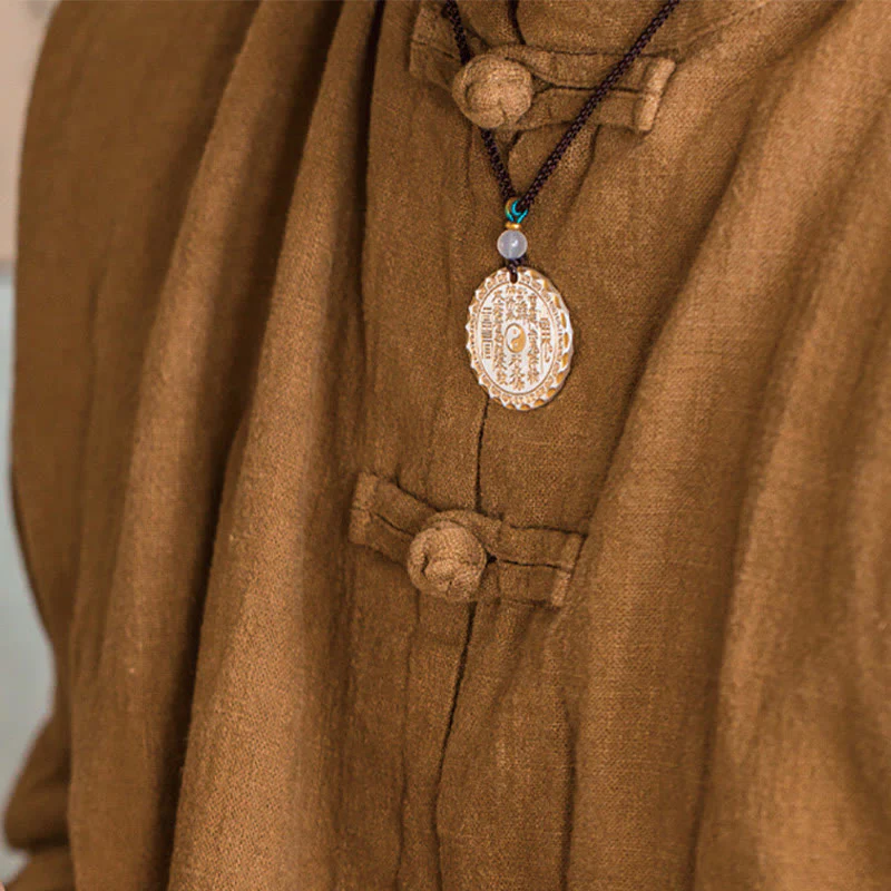 Buddha Stones Fantasmi di montagna Spendere soldi Yin Yang Bagua Design Collana pendente in rame Armonia - Image 12
