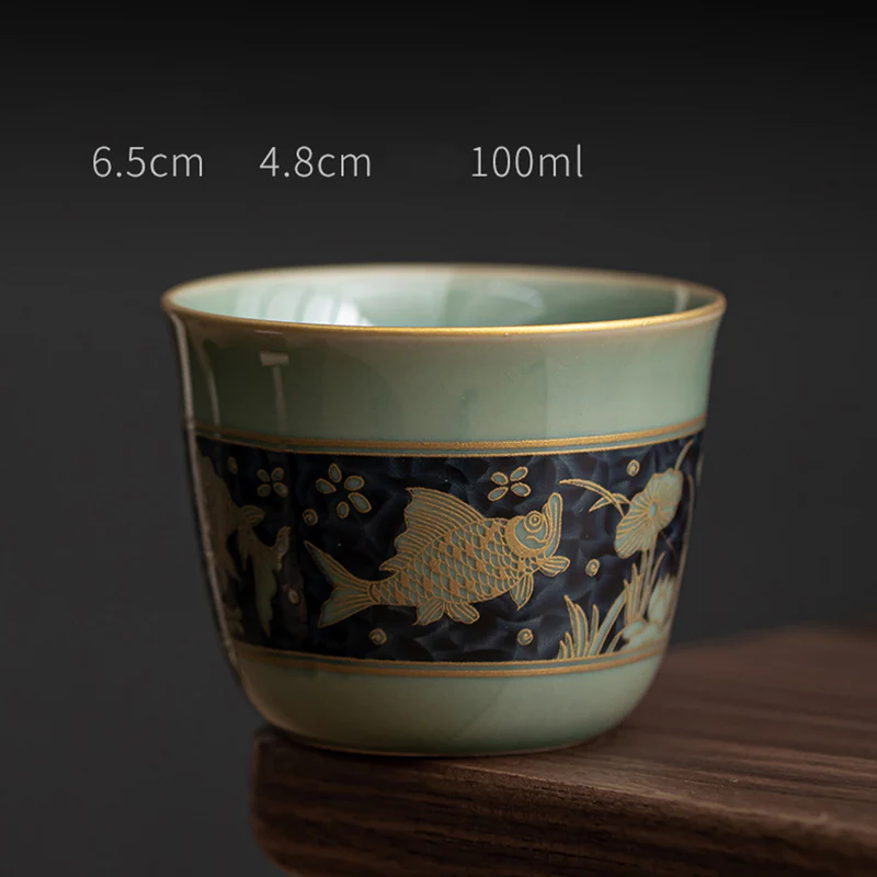 Buddha Stones Farfalla Fiore Loto Koi Pesce Prugna Fiore Tazza da Tè in Ceramica Kung Fu Tazza da Tè 100ml - Image 5