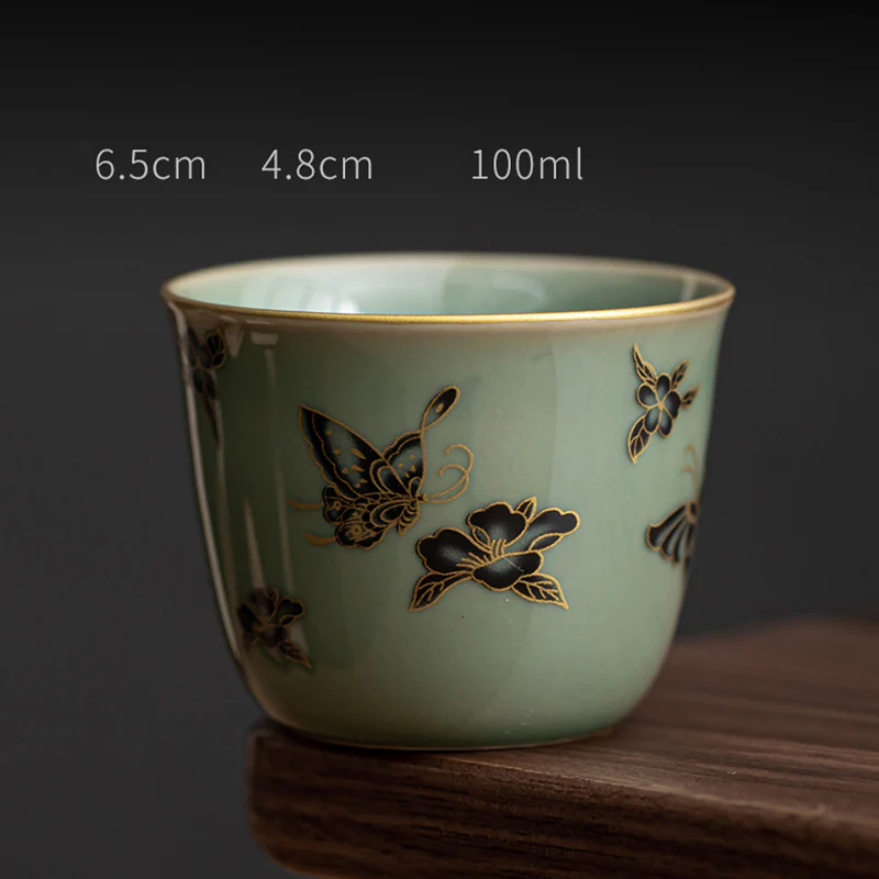 Buddha Stones Farfalla Fiore Loto Koi Pesce Prugna Fiore Tazza da Tè in Ceramica Kung Fu Tazza da Tè 100ml - Image 7
