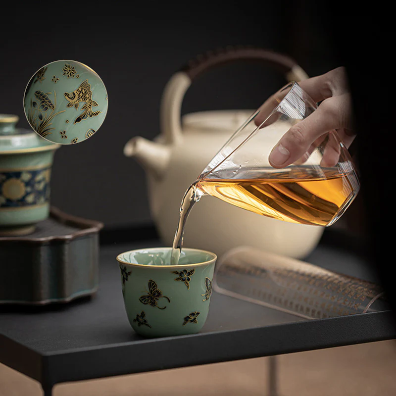 Buddha Stones Farfalla Fiore Loto Koi Pesce Prugna Fiore Tazza da Tè in Ceramica Kung Fu Tazza da Tè 100ml - Image 9