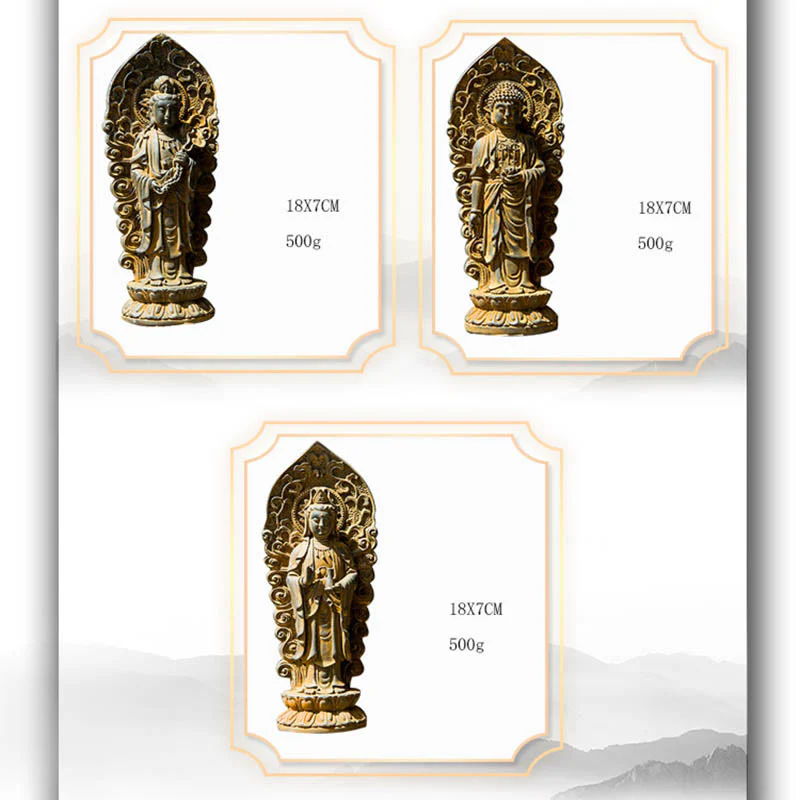 Buddha Stones fatte a mano Amitabha Guanyin Avalokitesvara Mahasthamaprapta Polvere di ferro Ruggine Statua in resina colata Decorazione - Image 22