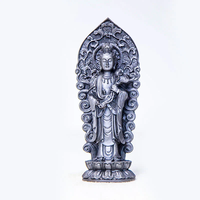 Buddha Stones fatte a mano Amitabha Guanyin Avalokitesvara Mahasthamaprapta Polvere di ferro Ruggine Statua in resina colata Decorazione - Image 23