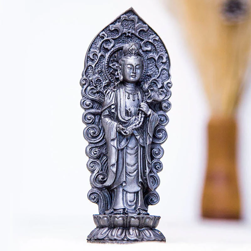 Buddha Stones fatte a mano Amitabha Guanyin Avalokitesvara Mahasthamaprapta Polvere di ferro Ruggine Statua in resina colata Decorazione - Image 25