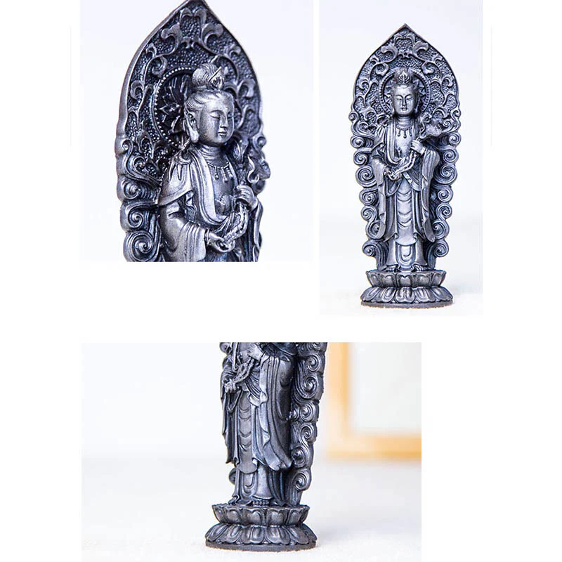 Buddha Stones fatte a mano Amitabha Guanyin Avalokitesvara Mahasthamaprapta Polvere di ferro Ruggine Statua in resina colata Decorazione - Image 27