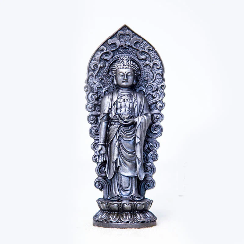 Buddha Stones fatte a mano Amitabha Guanyin Avalokitesvara Mahasthamaprapta Polvere di ferro Ruggine Statua in resina colata Decorazione - Image 28