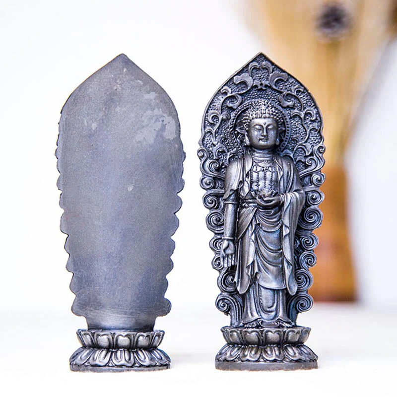 Buddha Stones fatte a mano Amitabha Guanyin Avalokitesvara Mahasthamaprapta Polvere di ferro Ruggine Statua in resina colata Decorazione - Image 29