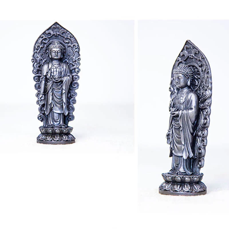 Buddha Stones fatte a mano Amitabha Guanyin Avalokitesvara Mahasthamaprapta Polvere di ferro Ruggine Statua in resina colata Decorazione - Image 30