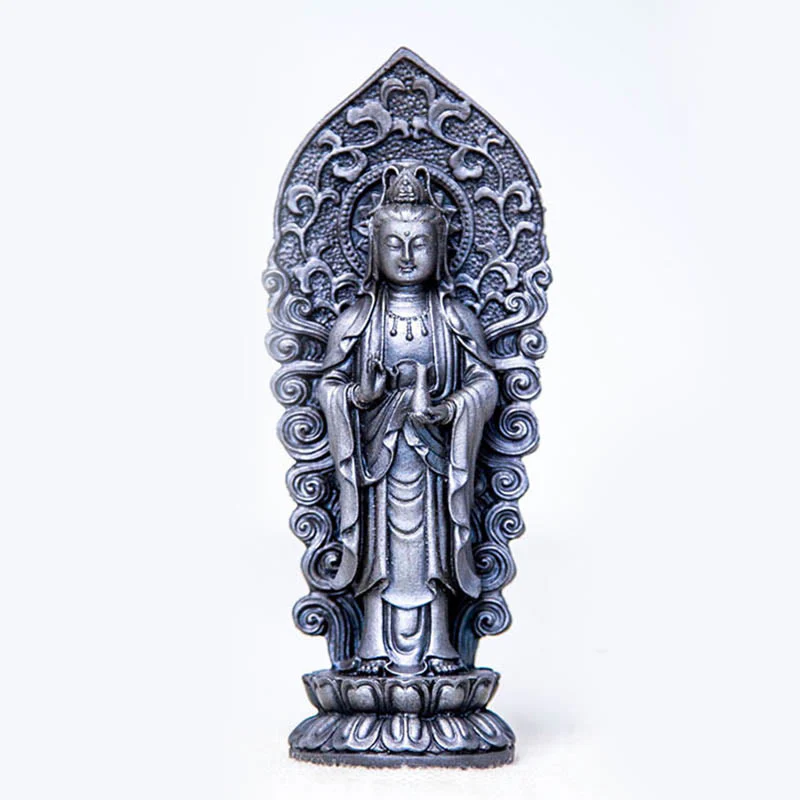 Buddha Stones fatte a mano Amitabha Guanyin Avalokitesvara Mahasthamaprapta Polvere di ferro Ruggine Statua in resina colata Decorazione - Image 31