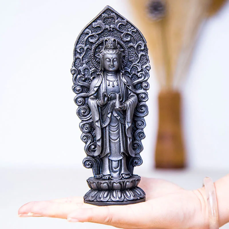 Buddha Stones fatte a mano Amitabha Guanyin Avalokitesvara Mahasthamaprapta Polvere di ferro Ruggine Statua in resina colata Decorazione - Image 33