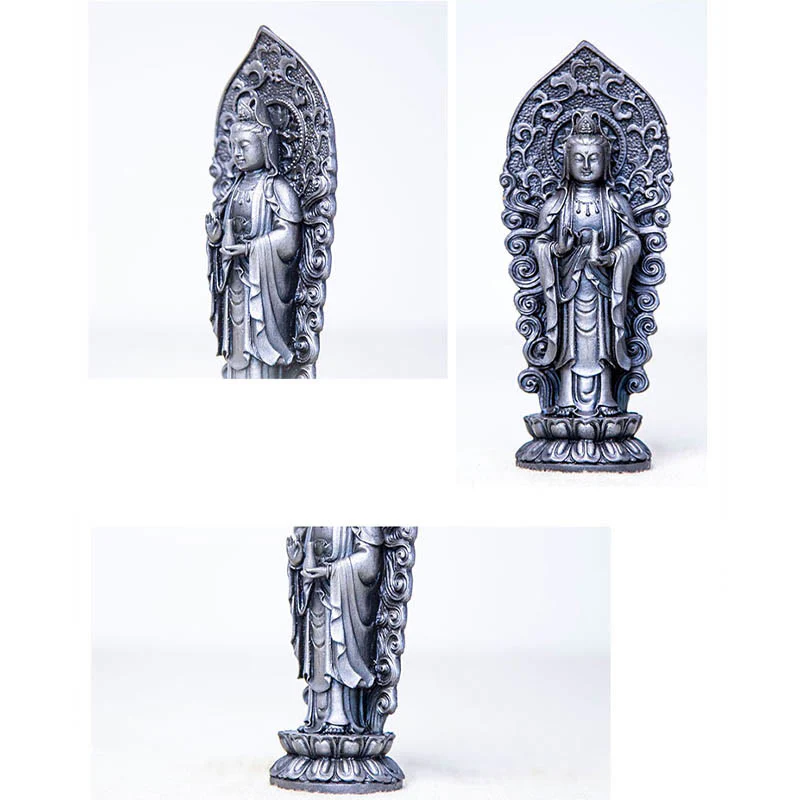 Buddha Stones fatte a mano Amitabha Guanyin Avalokitesvara Mahasthamaprapta Polvere di ferro Ruggine Statua in resina colata Decorazione - Image 35