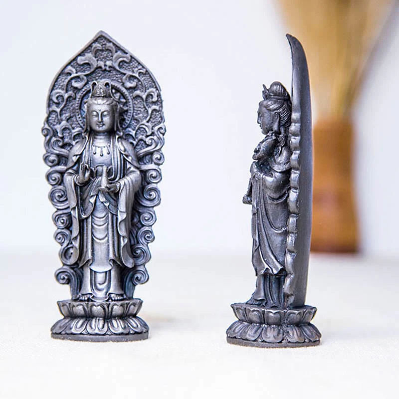 Buddha Stones fatte a mano Amitabha Guanyin Avalokitesvara Mahasthamaprapta Polvere di ferro Ruggine Statua in resina colata Decorazione - Image 37