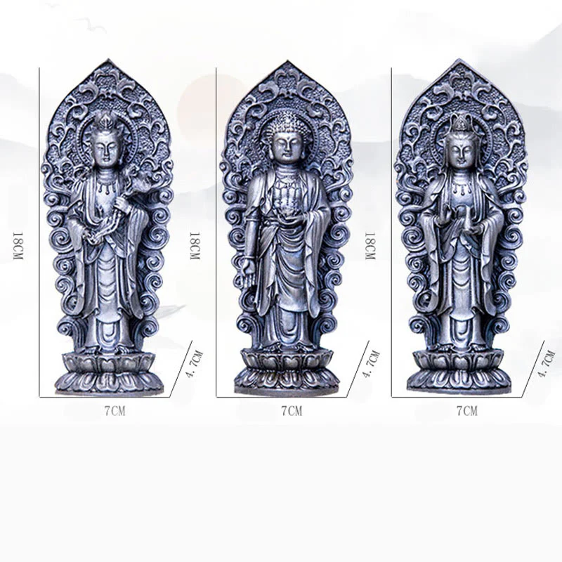 Buddha Stones fatte a mano Amitabha Guanyin Avalokitesvara Mahasthamaprapta Polvere di ferro Ruggine Statua in resina colata Decorazione - Image 40