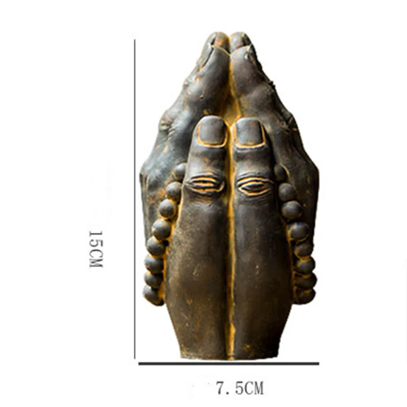 Buddha Stones fatte a mano Buddha mano Namaste polvere di ferro ruggine statua in resina decorazione - Image 12
