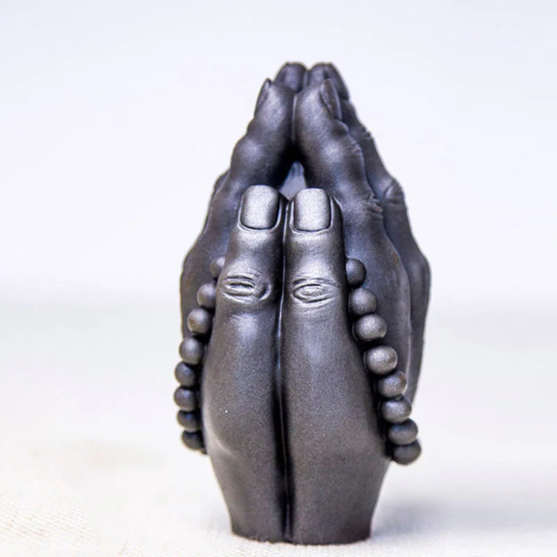 Buddha Stones fatte a mano Buddha mano Namaste polvere di ferro ruggine statua in resina decorazione - Image 13