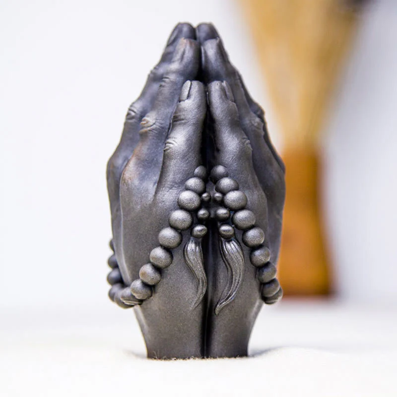 Buddha Stones fatte a mano Buddha mano Namaste polvere di ferro ruggine statua in resina decorazione - Image 15