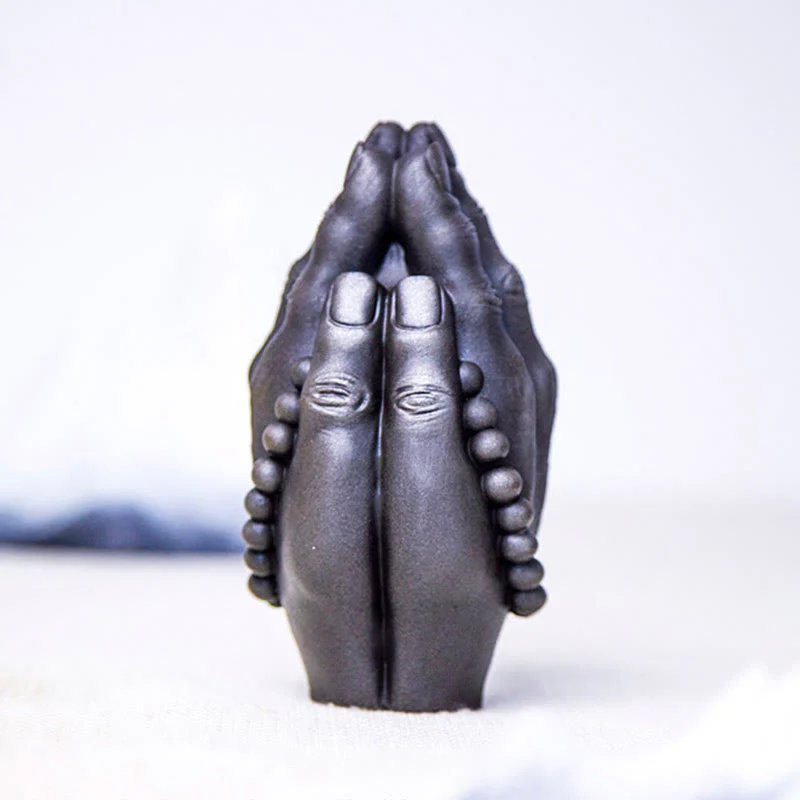 Buddha Stones fatte a mano Buddha mano Namaste polvere di ferro ruggine statua in resina decorazione - Image 21