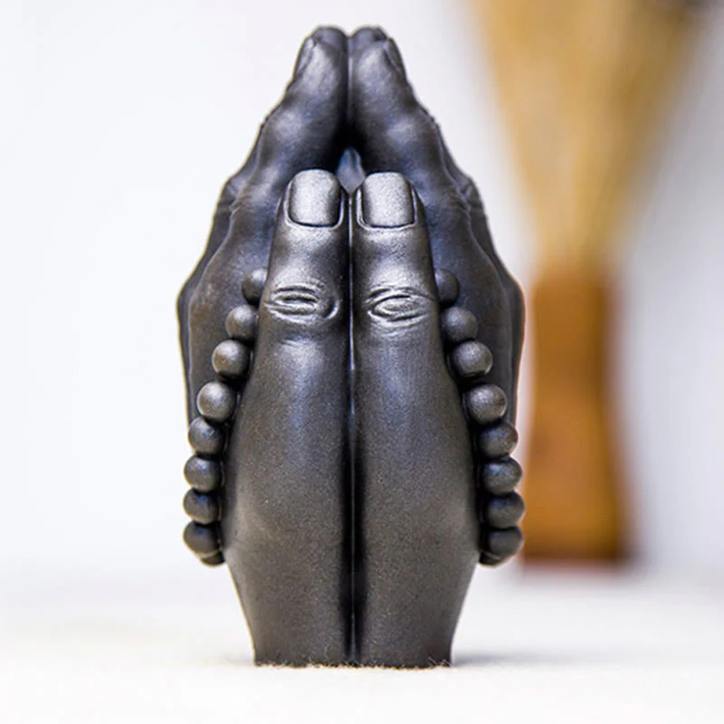 Buddha Stones fatte a mano Buddha mano Namaste polvere di ferro ruggine statua in resina decorazione - Image 22