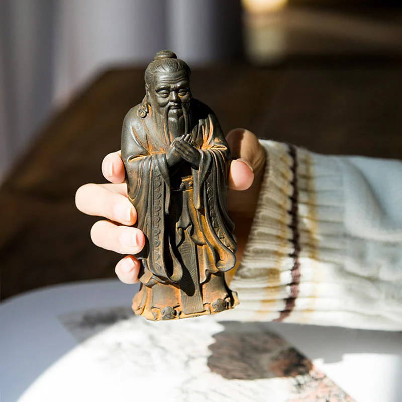 Buddha Stones fatte a mano Confucio polvere di ferro ruggine statua in resina decorazione della casa - Image 3