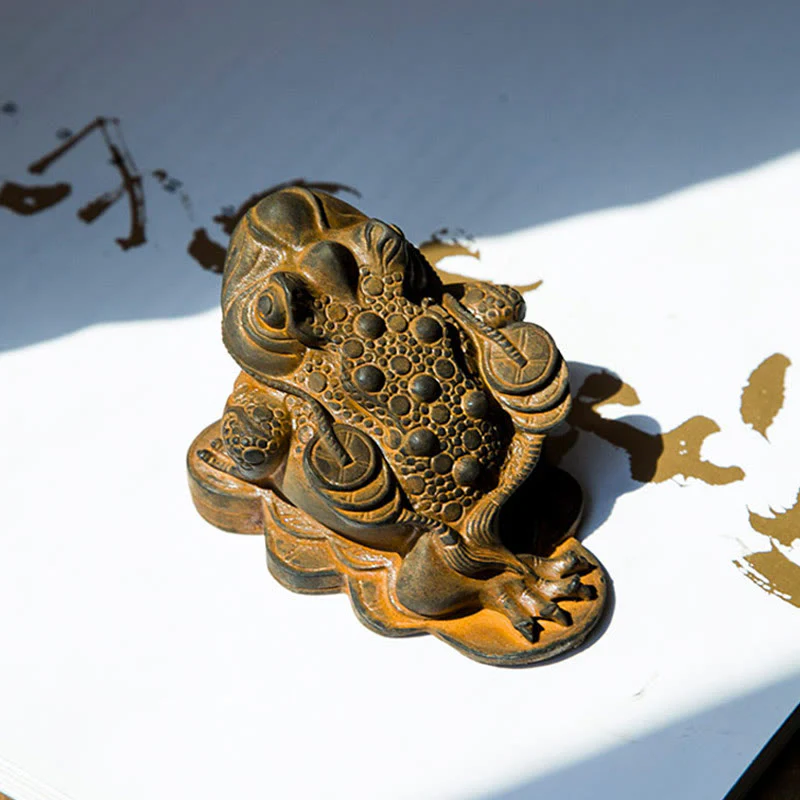 Buddha Stones fatte a mano Feng Shui Rana Rospo Monete di rame Polvere di ferro Ruggine Statua in resina Decorazione per la casa - Image 4