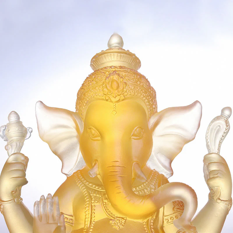 Buddha Stones fatte a mano Ganesh Ganpati Elefante Figurina Liuli Cristallo Pezzo d'Arte Protezione Statua Decorazione della casa - Image 5