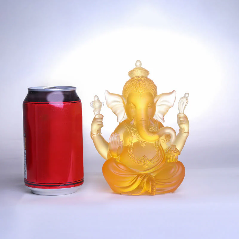 Buddha Stones fatte a mano Ganesh Ganpati Elefante Figurina Liuli Cristallo Pezzo d'Arte Protezione Statua Decorazione della casa - Image 9