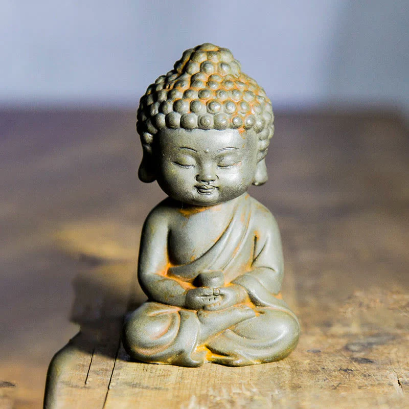 Buddha Stones Fatte a mano Ksitigarbha Kwan Yin Guanyin Avalokitesvara Tathagata Polvere di ferro Ruggine Statua in resina colata Decorazione della casa - Image 13