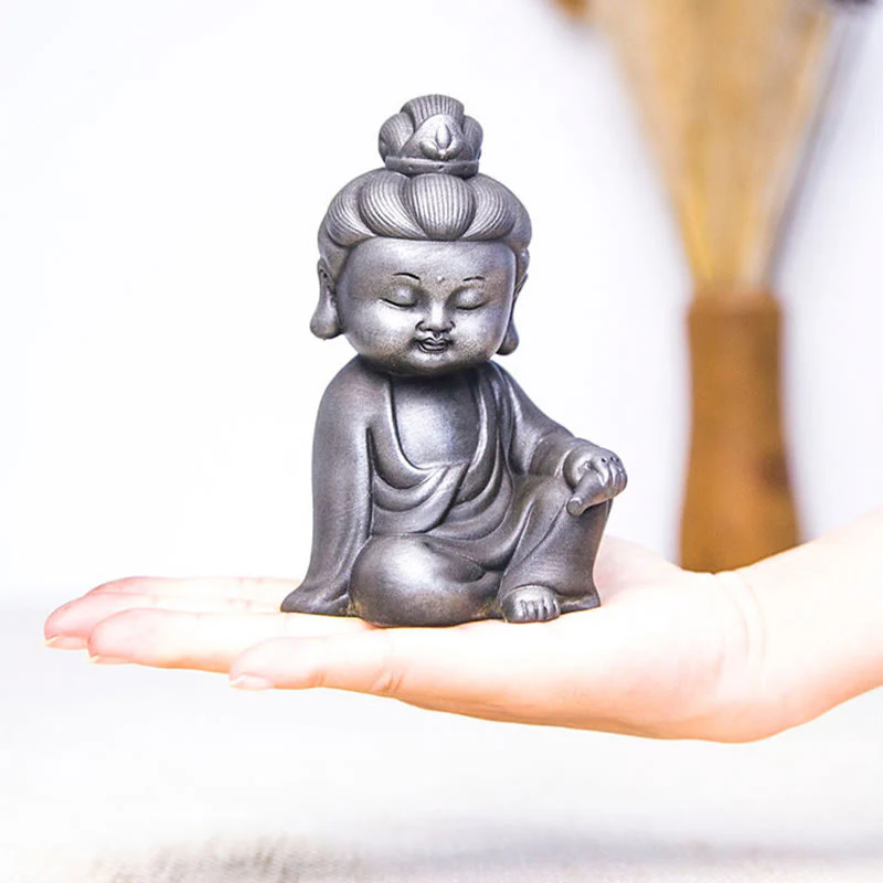 Buddha Stones Fatte a mano Ksitigarbha Kwan Yin Guanyin Avalokitesvara Tathagata Polvere di ferro Ruggine Statua in resina colata Decorazione della casa - Image 27