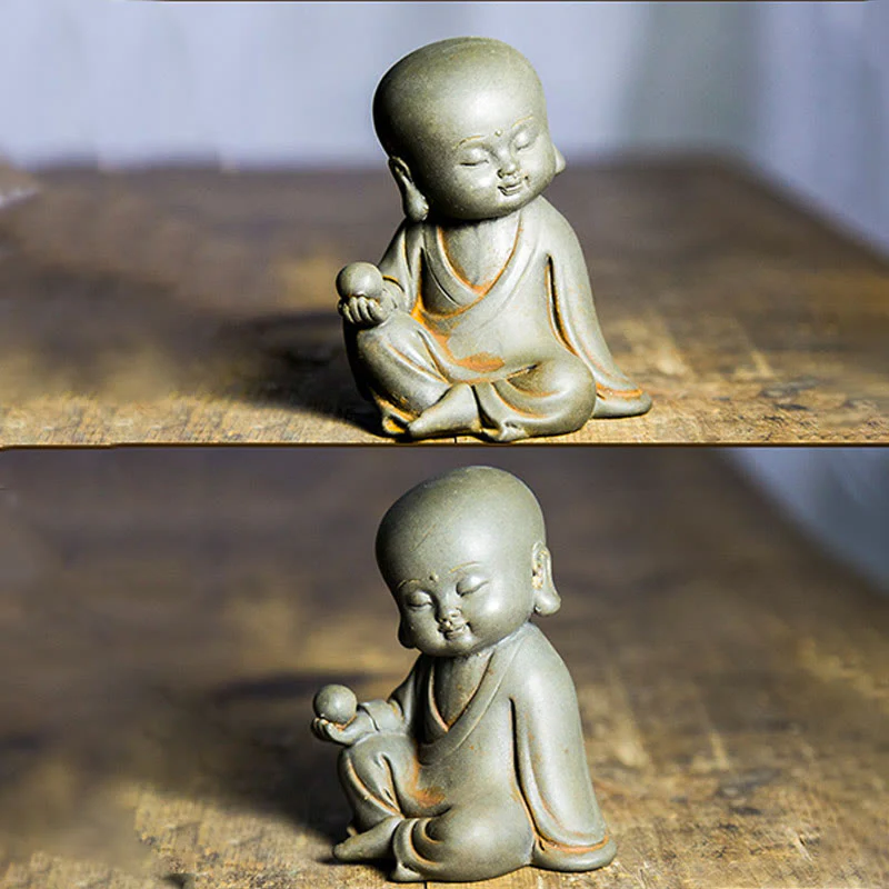 Buddha Stones Fatte a mano Ksitigarbha Kwan Yin Guanyin Avalokitesvara Tathagata Polvere di ferro Ruggine Statua in resina colata Decorazione della casa - Image 5