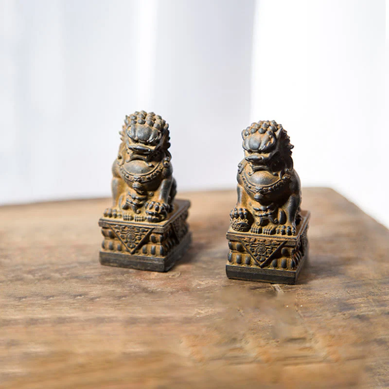 Buddha Stones fatte a mano Leone Fu Foo Cani Polvere di ferro Ruggine Statua in resina fusa Allontana il male Protezione Decorazione per la casa - Image 29