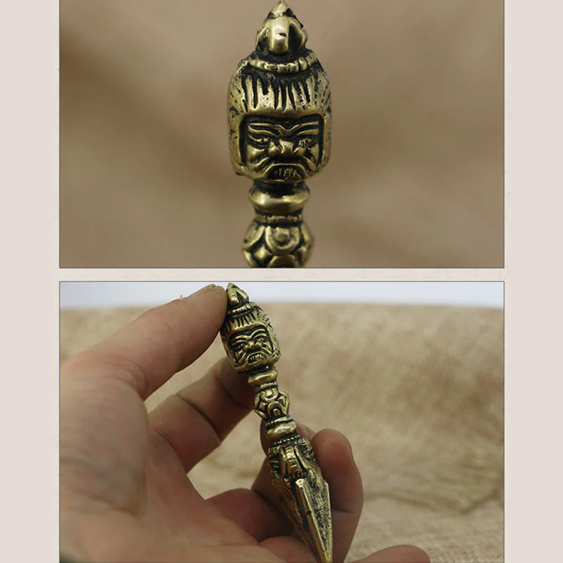 Buddha Stones fatte a mano Nepal Piccolo Vajra Dorje Inciso Illuminazione Decorazione in rame - Image 6