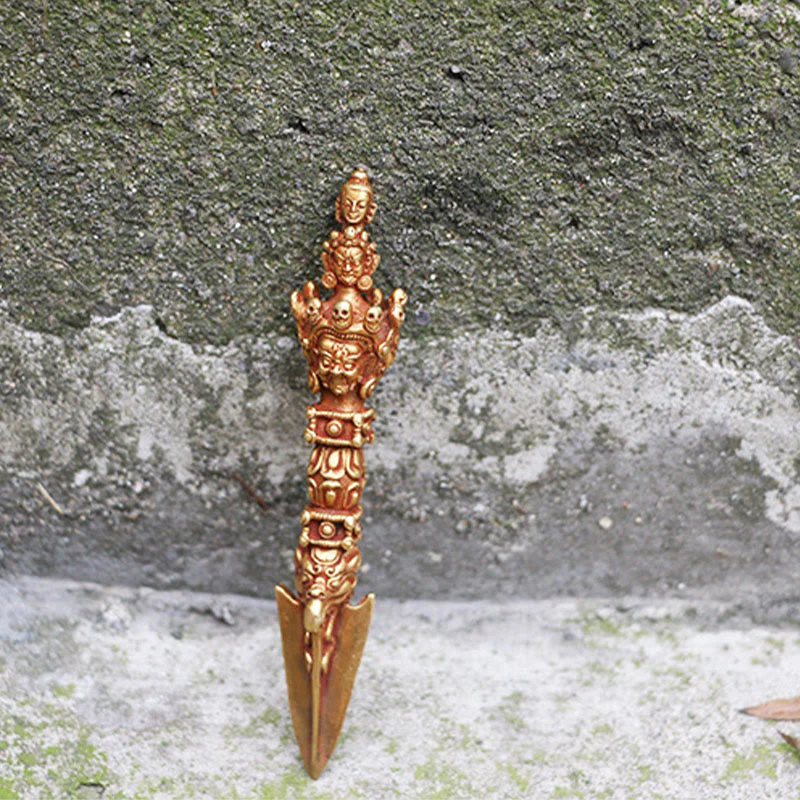 Buddha Stones fatte a mano piccole Nepal Vajra Dorje forza decorazione in metallo rame - Image 12