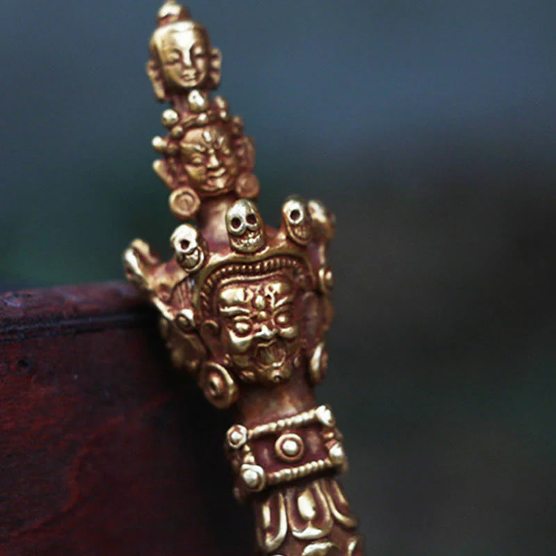 Buddha Stones fatte a mano piccole Nepal Vajra Dorje forza decorazione in metallo rame - Image 8