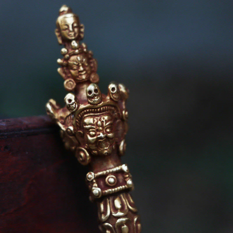 Buddha Stones fatte a mano piccole Nepal Vajra Dorje forza decorazione in metallo rame - Image 9