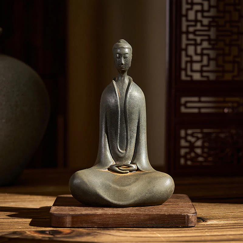 Buddha Stones Fatto a Mano Buddha Sakyamuni Polvere di Ferro Ruggine Statua in Resina Decorazione per la Casa - Image 10