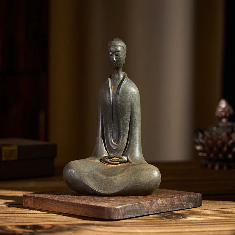 Buddha Stones Fatto a Mano Buddha Sakyamuni Polvere di Ferro Ruggine Statua in Resina Decorazione per la Casa - Image 11