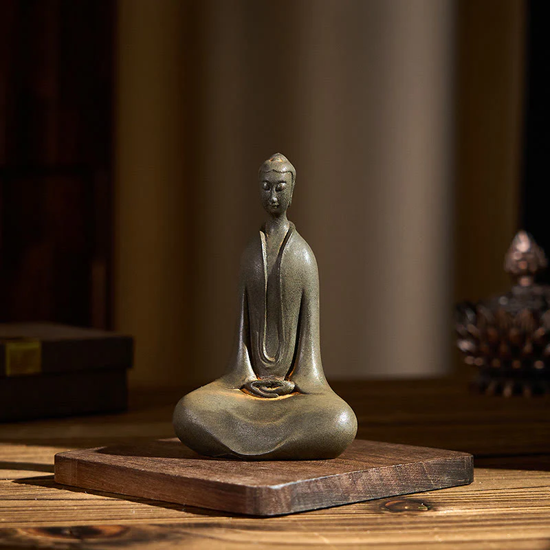 Buddha Stones Fatto a Mano Buddha Sakyamuni Polvere di Ferro Ruggine Statua in Resina Decorazione per la Casa - Image 4