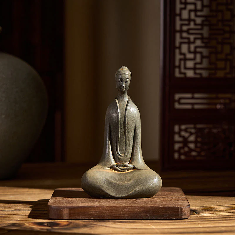 Buddha Stones Fatto a Mano Buddha Sakyamuni Polvere di Ferro Ruggine Statua in Resina Decorazione per la Casa - Image 5