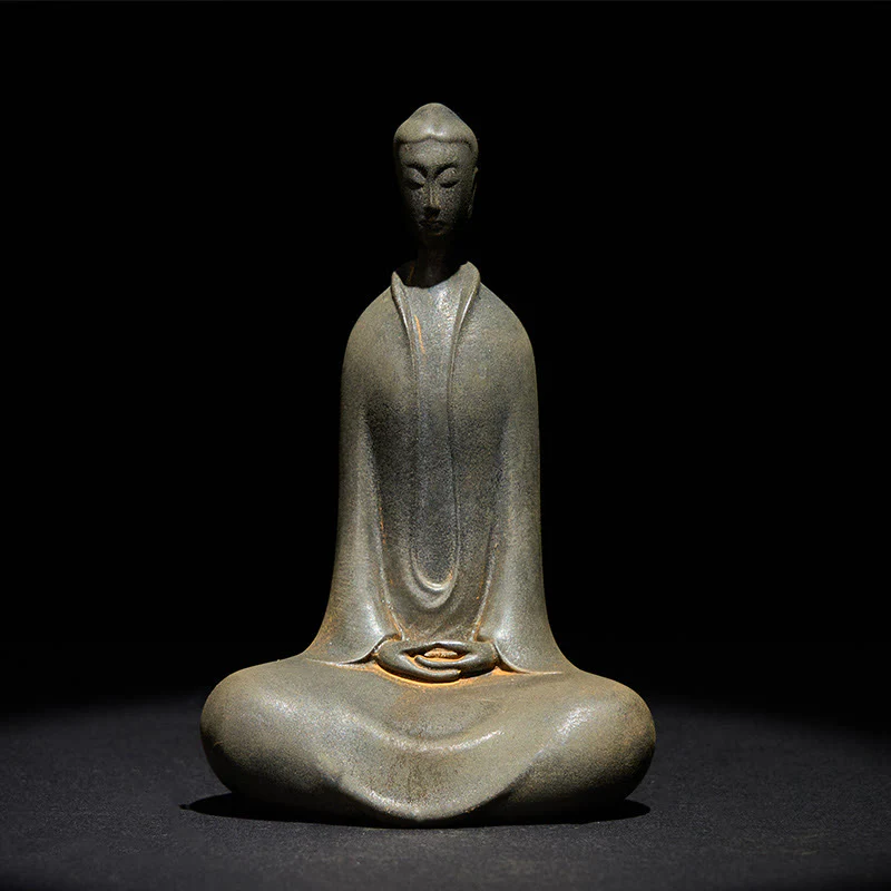 Buddha Stones Fatto a Mano Buddha Sakyamuni Polvere di Ferro Ruggine Statua in Resina Decorazione per la Casa - Image 9