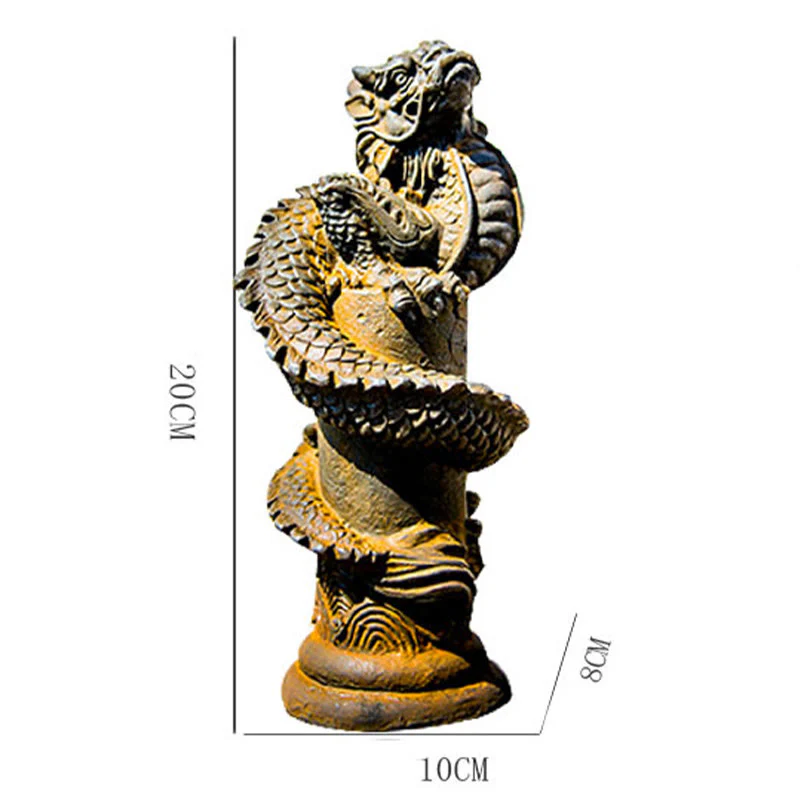Buddha Stones fatto a mano drago volante intorno al pilastro polvere di ferro ruggine statua in resina decorazione per la casa - Image 13