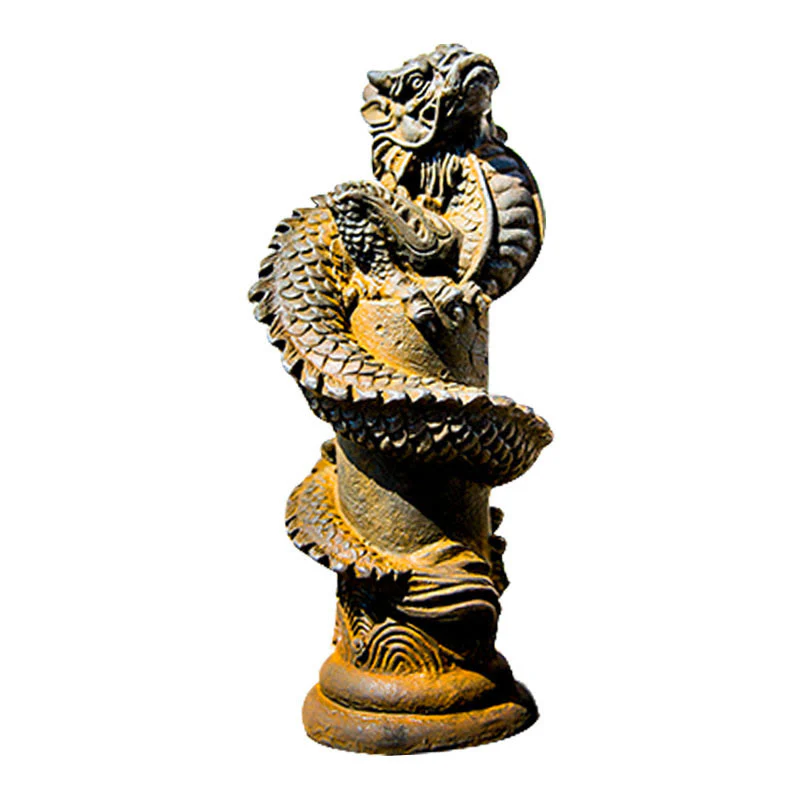 Buddha Stones fatto a mano drago volante intorno al pilastro polvere di ferro ruggine statua in resina decorazione per la casa - Image 14